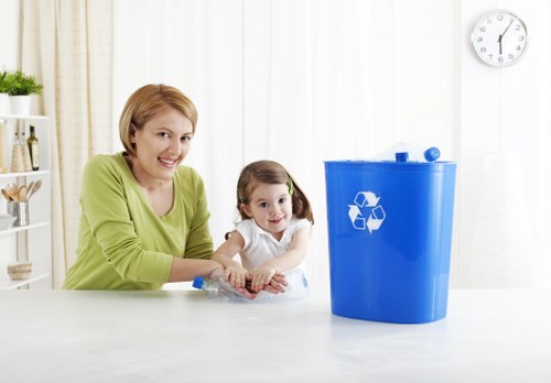 Different types of business waste being sorted for recycling